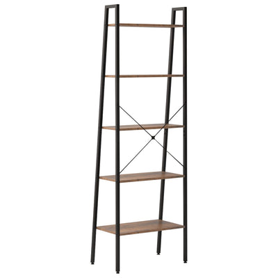 5-kerroksinen lattiahylly tummanruskea ja musta 56x35x174 cm