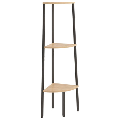 Vaaleanruskea ja musta 3-kerroksinen kulmahylly Petreanu 45,5x31,5x120cm