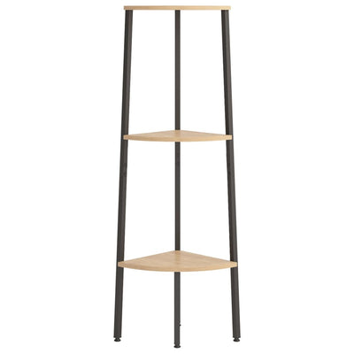 Vaaleanruskea ja musta 3-kerroksinen kulmahylly Petreanu 45,5x31,5x120cm