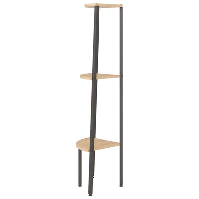 Vaaleanruskea ja musta 3-kerroksinen kulmahylly Petreanu 45,5x31,5x120cm