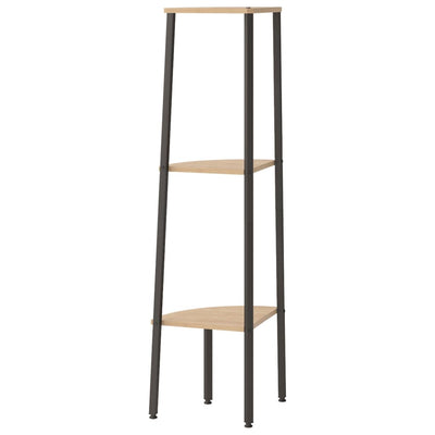 3-kerroksinen kulmahylly vaaleanrusk. ja musta 45,5x31,5x120 cm