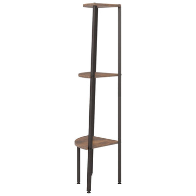 3-kerroksinen kulmahylly tummanruskea ja musta 45,5x31,5x120 cm