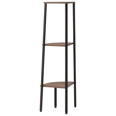 3-kerroksinen kulmahylly tummanruskea ja musta 45,5x31,5x120 cm