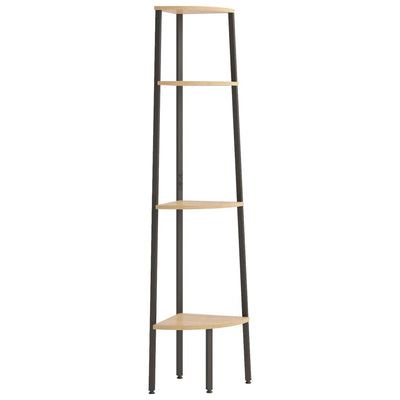4-kerroksinen Kulmahylly vaaleanrusk. ja musta 45,5x31,5x150 cm