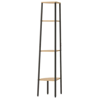 4-kerroksinen Kulmahylly vaaleanrusk. ja musta 45,5x31,5x150 cm