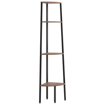 4-kerroksinen kulmahylly tummanruskea ja musta 45,5x31,5x150 cm