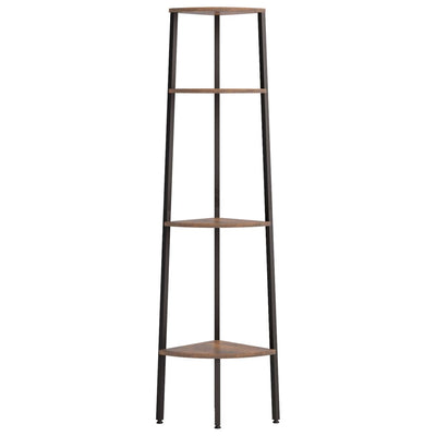 4-kerroksinen kulmahylly tummanruskea ja musta 45,5x31,5x150 cm