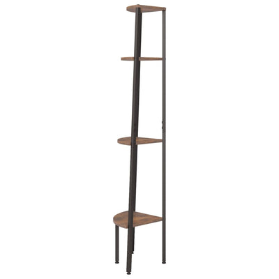 4-kerroksinen kulmahylly tummanruskea ja musta 45,5x31,5x150 cm