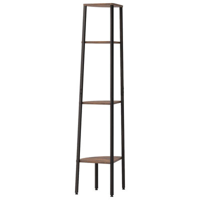 4-kerroksinen kulmahylly tummanruskea ja musta 45,5x31,5x150 cm