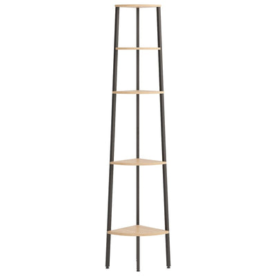 Vaaleanruskea ja musta 5-kerroksinen kulmahylly Petreanu 45,5x31,5x180cm