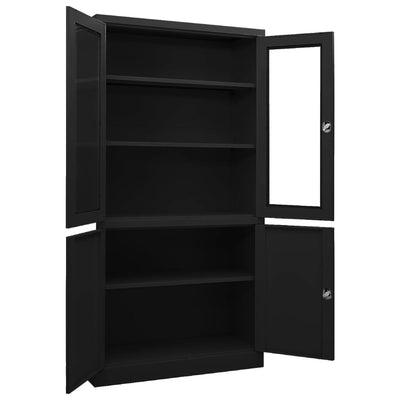 Toimistokaappi musta 90x40x180 cm teräs