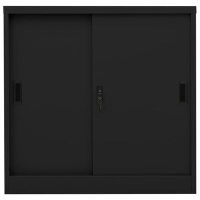 Toimistokaappi liukuovella musta 90x40x90 cm teräs