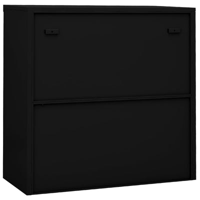 Toimistokaappi liukuovella musta 90x40x90 cm teräs