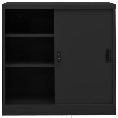 Toimistokaappi liukuovella antrasiitti 90x40x90 cm teräs
