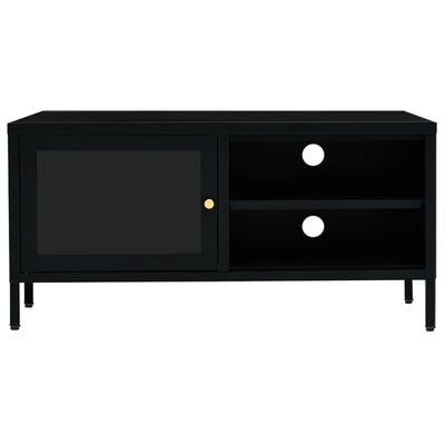 TV-taso musta 90x30x44 cm teräs ja lasi