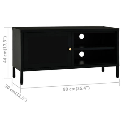 TV-taso musta 90x30x44 cm teräs ja lasi