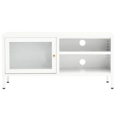 TV-taso valkoinen 90x30x44 cm teräs ja lasi