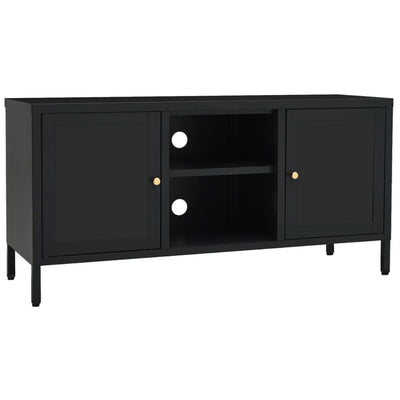 TV-taso musta 105x35x52 cm teräs ja lasi