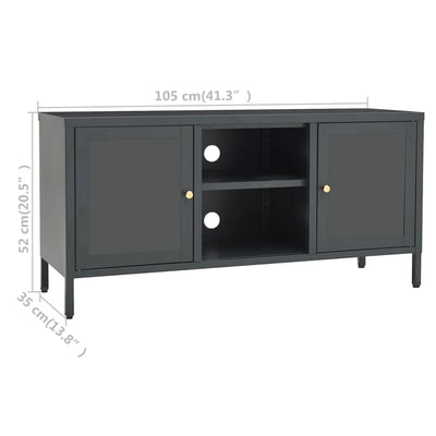 TV-taso antrasiitti 105x35x52 cm teräs ja lasi