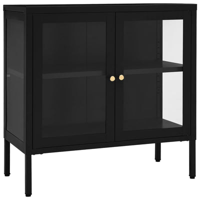 Senkki musta 70x35x70 cm teräs ja lasi