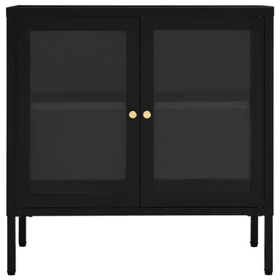 Senkki musta 70x35x70 cm teräs ja lasi