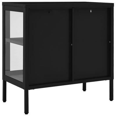 Senkki musta 70x35x70 cm teräs ja lasi