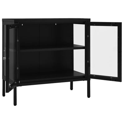 Senkki musta 70x35x70 cm teräs ja lasi