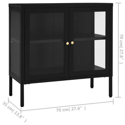 Senkki musta 70x35x70 cm teräs ja lasi