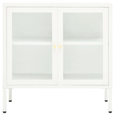 Valkoinen senkki Kazzi 70x35x70cm (teräs ja lasi)