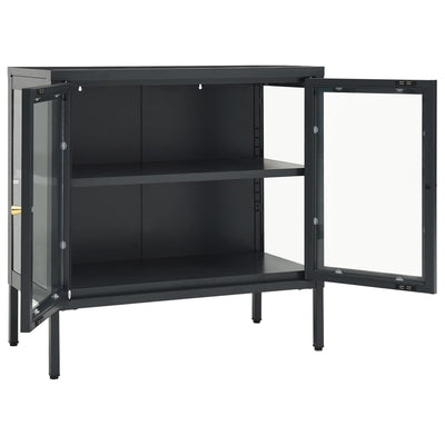 Senkki antrasiitti 70x35x70 cm teräs ja lasi