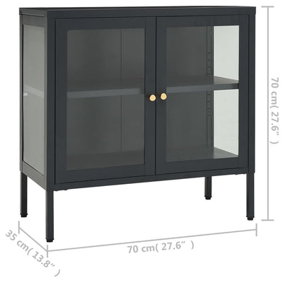 Senkki antrasiitti 70x35x70 cm teräs ja lasi