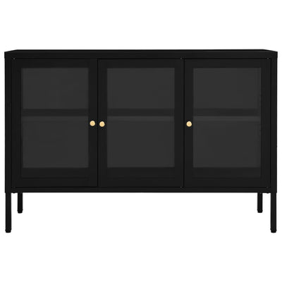 Senkki musta 105x35x70 cm teräs ja lasi