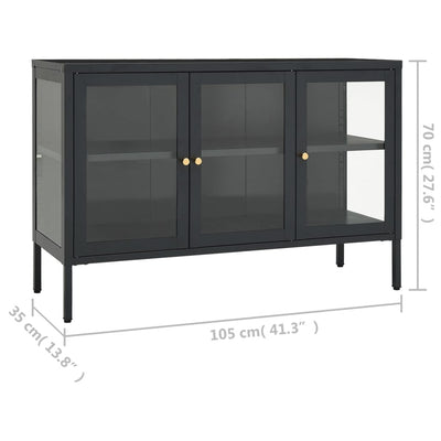 Senkki antrasiitti 105x35x70 cm teräs ja lasi