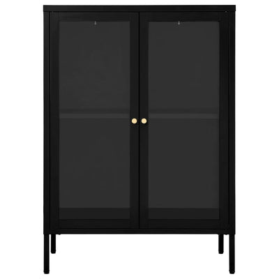 Senkki musta 75x35x105 cm teräs ja lasi