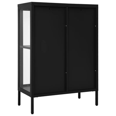 Senkki musta 75x35x105 cm teräs ja lasi