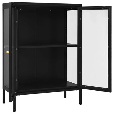 Senkki musta 75x35x105 cm teräs ja lasi