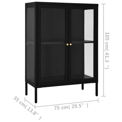 Senkki musta 75x35x105 cm teräs ja lasi