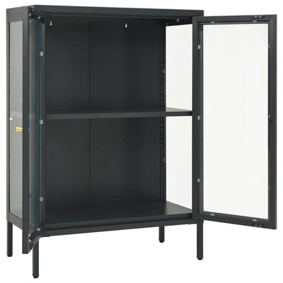 Senkki antrasiitti 75x35x105 cm teräs ja lasi