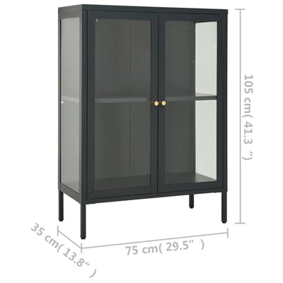 Senkki antrasiitti 75x35x105 cm teräs ja lasi