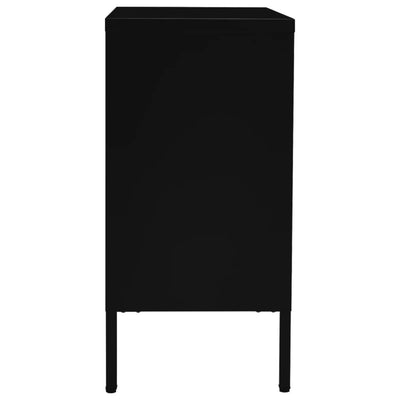 Senkki musta 75x35x70 cm teräs ja karkaistu lasi