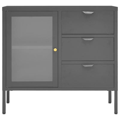 Senkki antrasiitti 75x35x70 cm teräs ja karkaistu lasi