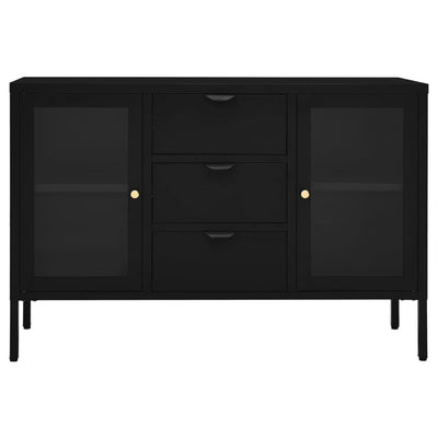 Senkki musta 105x35x70 cm teräs ja karkaistu lasi