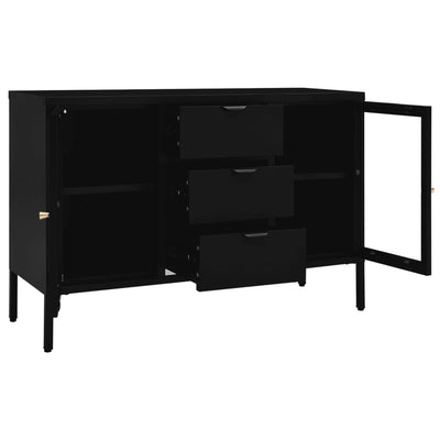 Senkki musta 105x35x70 cm teräs ja karkaistu lasi