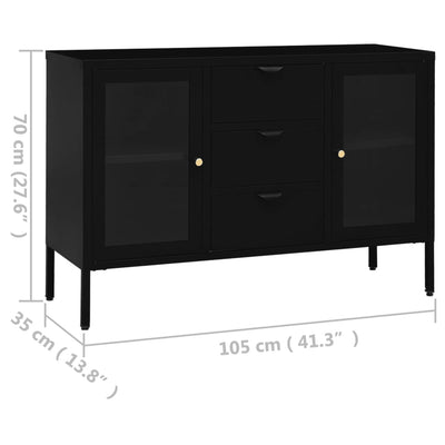 Senkki musta 105x35x70 cm teräs ja karkaistu lasi
