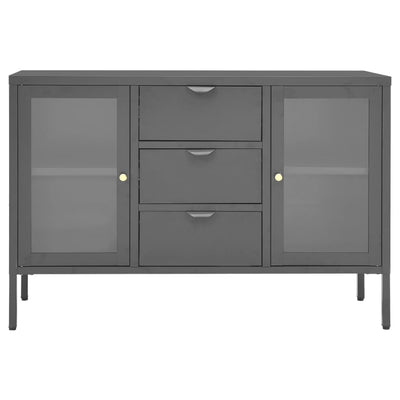 Senkki antrasiitti 105x35x70 cm teräs ja karkaistu lasi