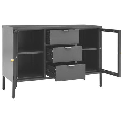 Senkki antrasiitti 105x35x70 cm teräs ja karkaistu lasi