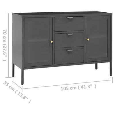 Senkki antrasiitti 105x35x70 cm teräs ja karkaistu lasi