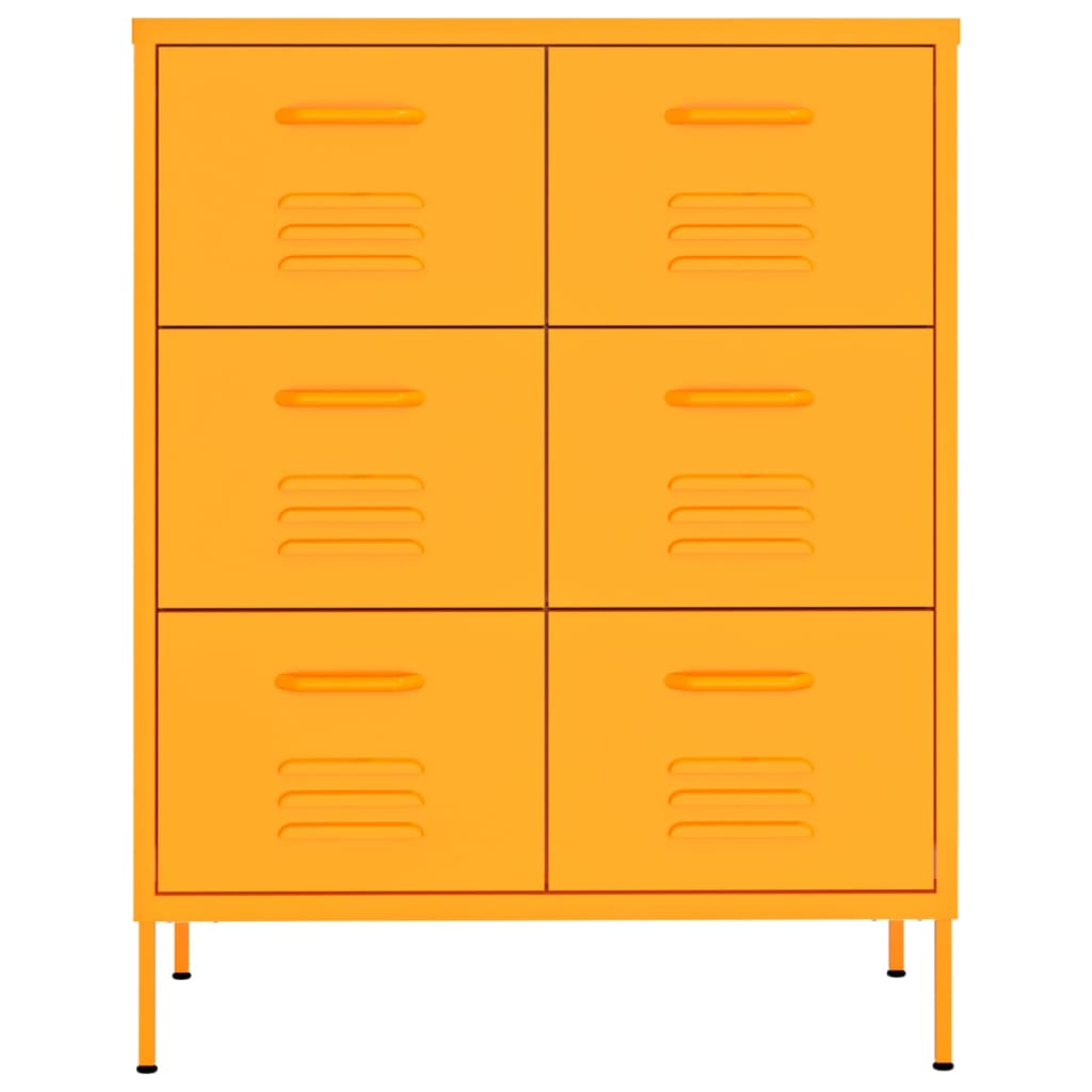 Sinapinkeltainen lipasto Sivestru 80x35x101,5cm (teräs)