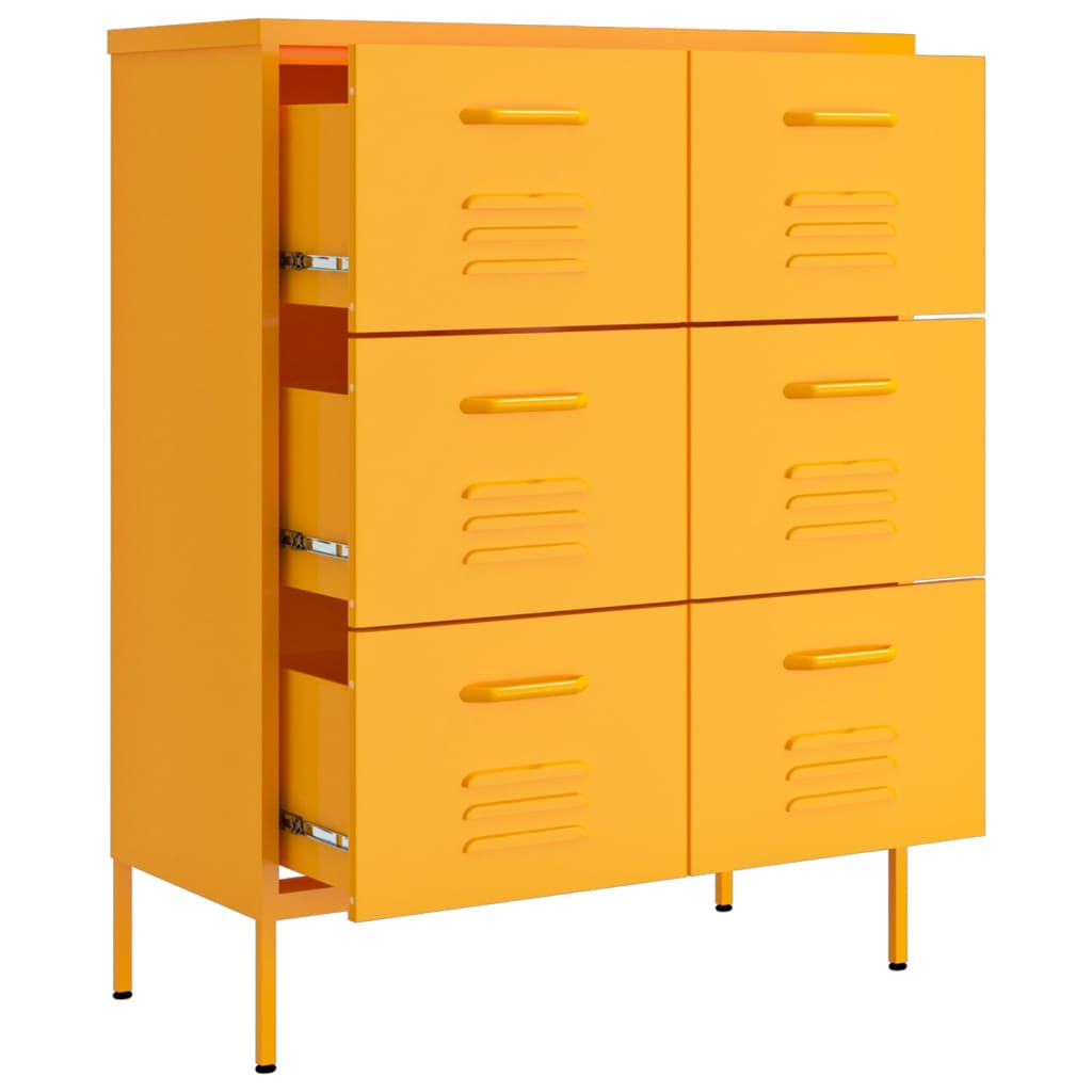 Sinapinkeltainen lipasto Sivestru 80x35x101,5cm (teräs)