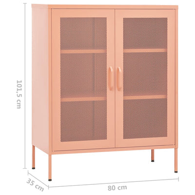 Varastokaappi pinkki 80x35x101,5 cm teräs